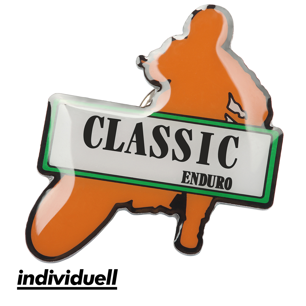 Pin (Metall-Anstecker aus Alu), längste S. 19 mm